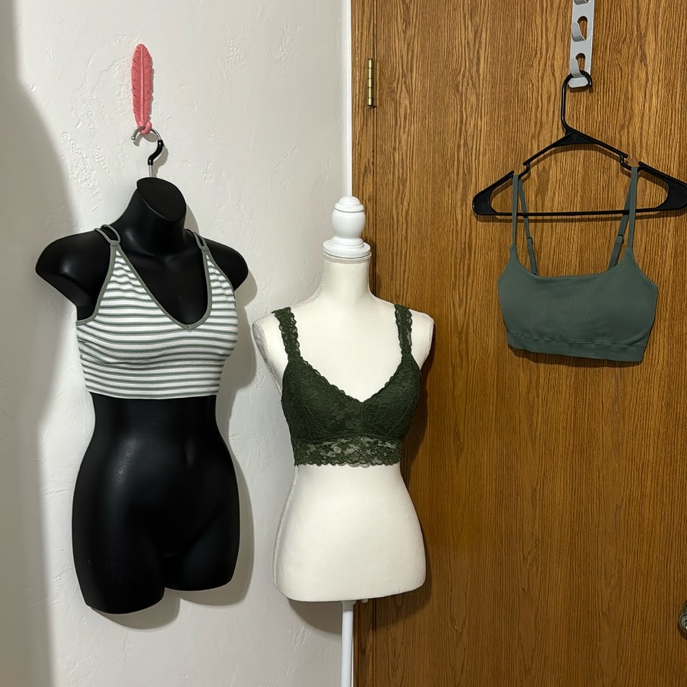 3 pc Aerie & NOBO olive green bralette bundle M